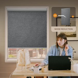 MUSCLEAREA Motorized Blinds for Window Smart Blinds with Remote Control Blackout Roller Shades Cordless Automatic Shades Electric Blinds Compatible with Alexa & Google Assistant, Gray, 23" W x 72" H