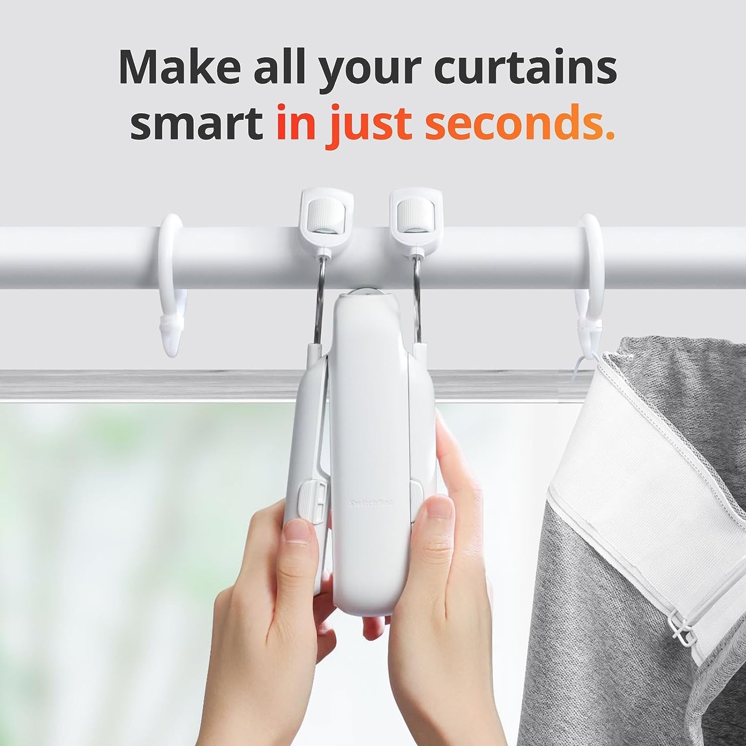 SwitchBot Smart Automatic Curtain Opener – Bluetooth Remote Control with App/Timer, Upgraded High-Performance Motor, Add Hub to Make it Work with Alexa, Google Home, HomeKit(Curtain 3,Rod)