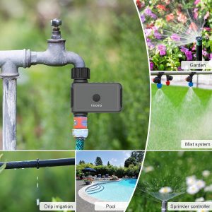 WiFi Sprinkler Timer, Insoma WiFi Water Timer for Garden, Irrigation Hose Timer with Hub, APP & Voice Control, Remote Control Irrigation System Compatible with Alexa, Two Irrigation Modes/Rain Delay
