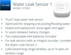 YoLink Smart Home Starter Kit: Hub & Water Leak Sensor 4-Pack, SMS/Text, Email & Push Notifications, LoRa Up to 1/4 Mile Open-Air Range, w/Alexa, IFTTT, Home Assistant