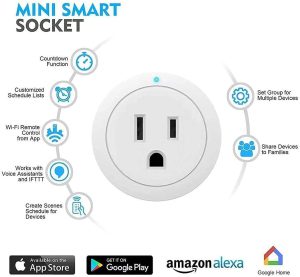 Amysen Smart Plug, Wi-Fi Outlet Socket Works with Alexa and Google Home, Remote Control with Timer Function, No Hub Required, ETL FCC Listed (4 Pack)