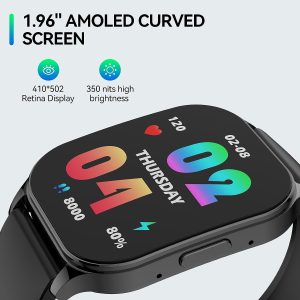 anyloop Smart Watch for Men Women, 1.96" AMOLED Display, Fitness Watch(Answer/Make Call) with Heart Rate Sleep SpO2 Monitor,IP68 Waterproof Activity Trackers and Smartwatches for iOS and Android
