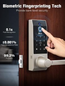 Keyless Smart Lock, 3-in-1 Camera+Doorbell+Fingerprint , WiFi with Handle, App Control, Anti-Peeping, Auto Lock, IP65 Weatherproof, 3D Biometric for Front Entry Door
