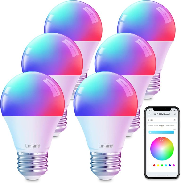 Linkind Smart Light Bulbs,Smart Bulb That Work with Alexa & Google Home,LED Light Bulbs Color Changing,A19 E26 2.4Ghz RGB WiFi Light Bulbs Dimmable 60W,800 Lumen,4 Pack