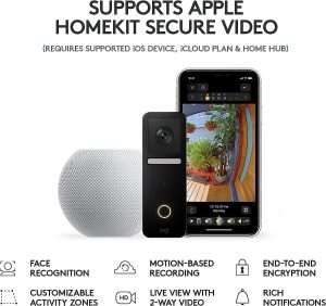 Logitech Circle View Apple HomeKit- Enabled Wired Doorbell TrueView Video, Face Recognition, Color Night Vision, and Head-to-Toe HD Video - Black (Renewed)