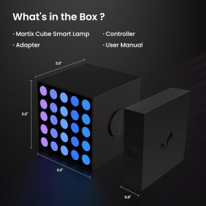 YEELIGHT Cube Smart Table Ambient Lamp, Matrix Light, 16 Million Colors Option, RGBIC Individual Addressable,Dynamic Lighting, Music Flow, WiFi Connected, APP Control, for Bedroom, Livingroom
