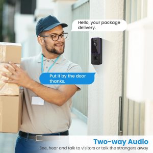BITEPASS Doorbell Camera Wireless, Smart Video Cam with Chime Ringer, AI Human Detection, Two Way Audio, HD Live View, Night Vision, 2.4G WiFi Only, Cloud Storage, Indoor Outdoor Surveillance