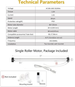 Blinds Motor - Smart Life/WiFi Roller Shade Motor for Motorized Roller Blinds, Remote Control, Alexa Compatible - Ideal for Windows Shade, Zebra & Roman Blinds - 38 mm Tube (1.5 inch)