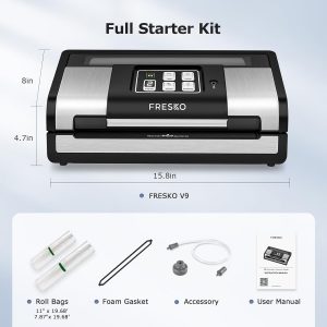 FRESKO Smart Vacuum Sealer Pro, Full Automatic Food Sealer Machine with Auto Dry/Moist Detection, Roll Bag and Built-in Cutter, Powerful Seal a Meal Sealer Machine for Food Stoarge and Saver