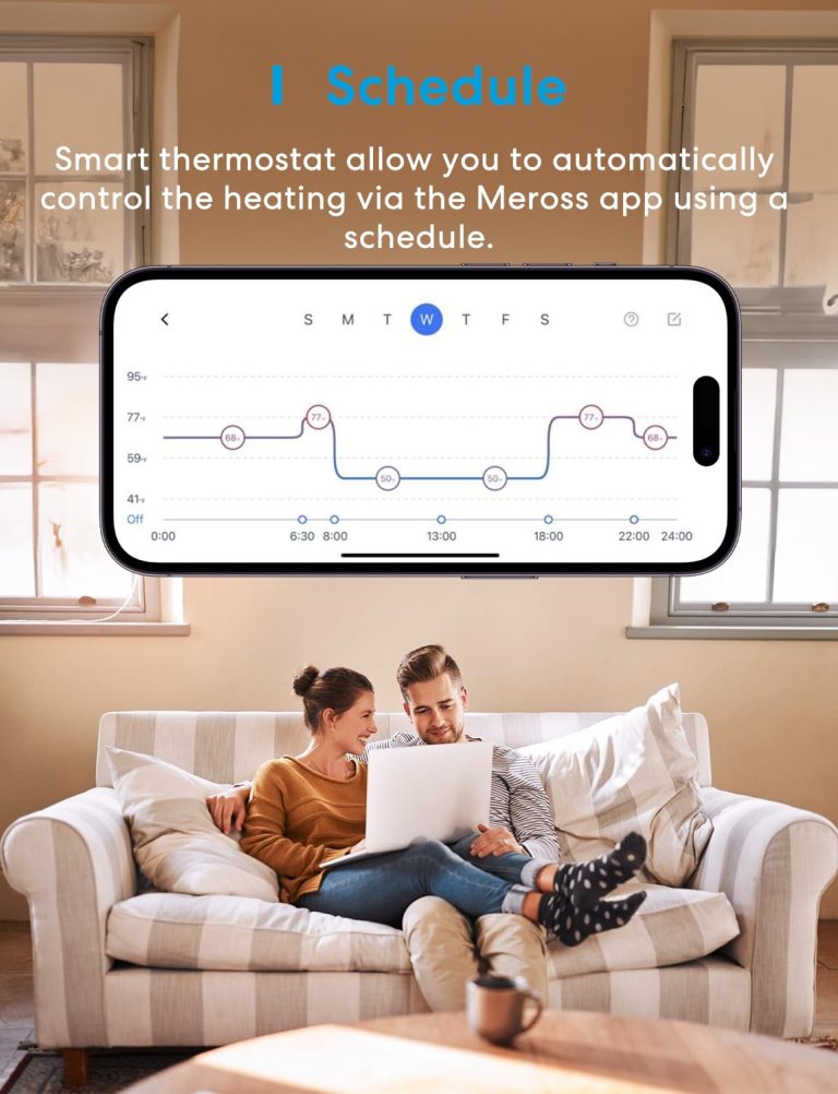 Meross Smart Thermostat for Electric Baseboard and in-Wall Heaters Work with Apple Home, Siri, Alexa, Google Home and SmartTings for Underfloor Heating with Voice& Remote Control, Power Monitor