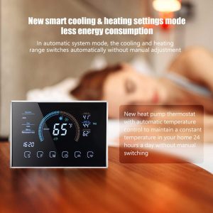 WiFi Smart Heat Pump Room Thermostat Temperature Controller 4.8 Inch Color LCD Screen Programmable Touch Control/Mobile APP/Voice Control Compatible with Alexa/Google Home for Home Office Hotel