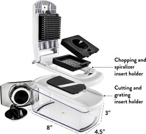 Fullstar Vegetable Chopper - Spiralizer Vegetable Slicer - Onion Chopper with Container - Pro Food Chopper - Slicer Dicer Cutter - (4 in 1, White)