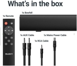 Majority Sound Bar for Smart TV, 50 Watts, 2.0 Bluetooth TV Sound Bar, 15 Inch Home Audio Sound Bars, Small Soundbar for TV and PC | AUX, RCA, Optical, USB | Gaming, Music, Movies - Bowfell Black