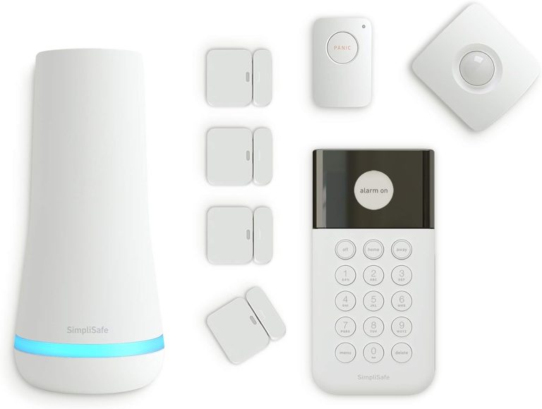 SimpliSafe 8 Piece Wireless Home Security System – Optional 24/7 Professional Monitoring – No Contract – Compatible with Alexa and Google Assistant , White