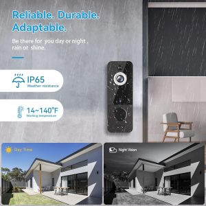 EKEN Doorbell Camera Wireless, Wi-Fi Video Doorbell Camera with AI Smart Human Detection, Indoor Chime Ringer Included, Cloud Storage, 2-Way Audio, Night Vision, Battery Powered