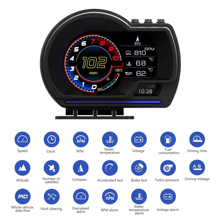 KGDHjuei Car HUD Head Up Display P6, OBD+GPS Smart Gauge, Works Great for Most Cars (Black)