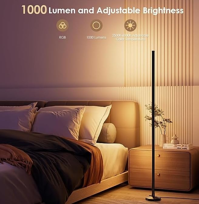 YIKBIK 2PCS RGB Floor Lamp, Bluetooth APP and Remote Control 65″ Smart State-of-the-art Standing Lamp Music Sync 16 Million DIY Colors Changing LED Floor Lamp with Heavy Base for LivingRoom Bedroom GameRoom