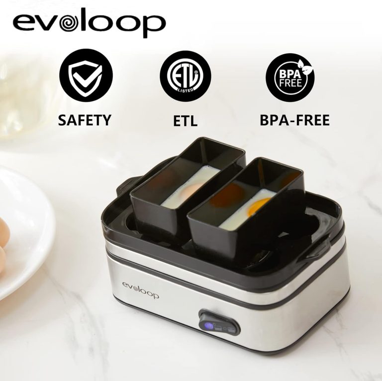 Evoloop Rapid Egg Cooker Electric 6 Eggs Capacity, Soft, Medium, Hard Boiled, Poacher, Omelet Maker Egg Poacher With Auto Shut-Off, BPA Free