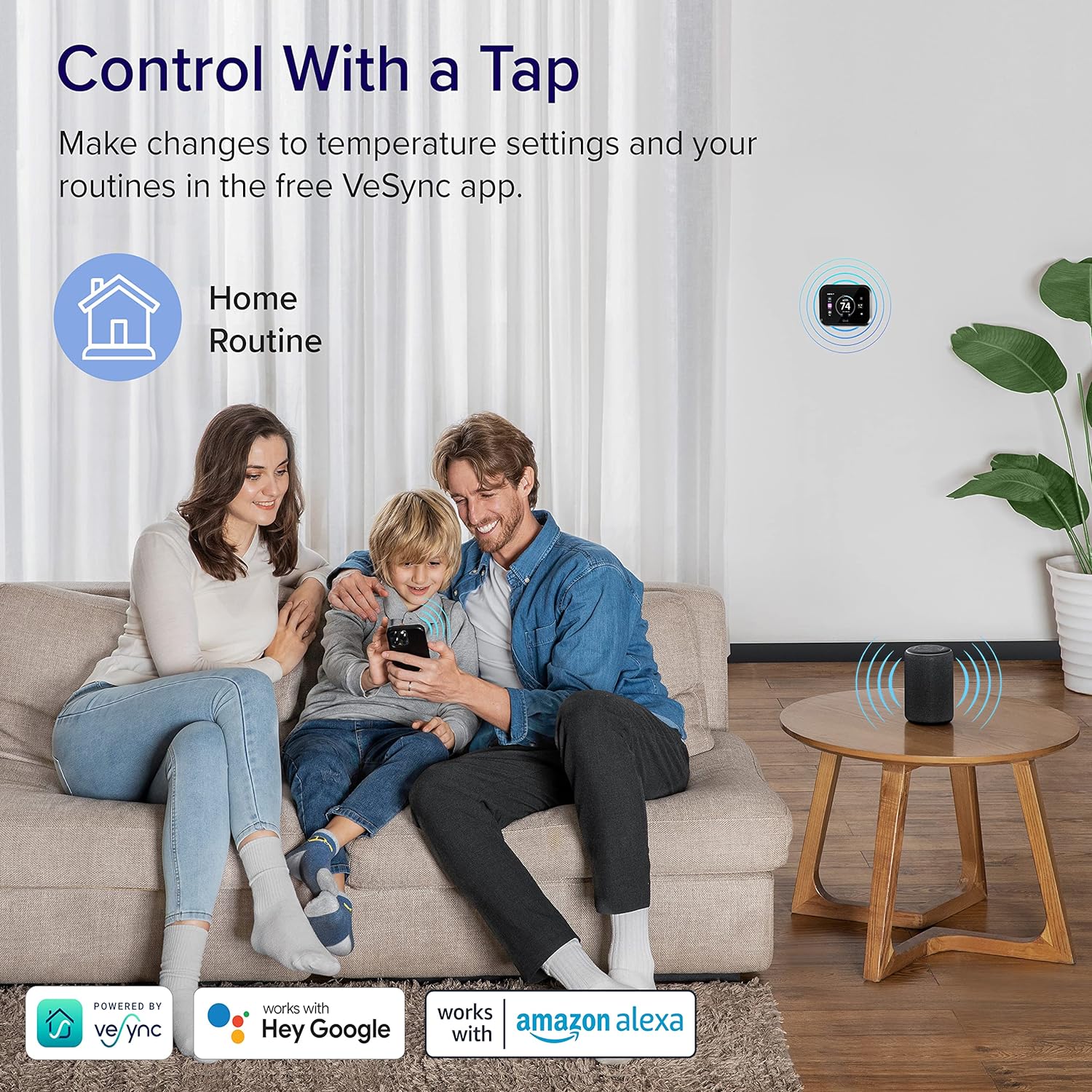 LEVOIT Smart Thermostat for Home, WiFi Programmable Digital Thermostat, Works with Alexa and Smart Sensor, Energy Saving, Large Touch Screen, C-Wire Adapter Included, DIY Install, Aura 400S, White