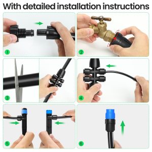 MIXC 230FT Drip Irrigation System,Quick Connector Garden Watering System Automatic Sprinkler System Kit for Lawn Raised Bed Greenhouse Plant Watering System with 1/4'' Tubing,Drip Emitters,Connectors