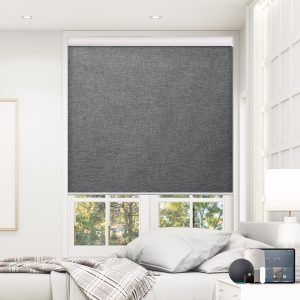 MUSCLEAREA Motorized Blinds with Remote Smart Blinds for Window Blackout Roller Shades Cordless Automatic Shades Electric Blinds Compatible with Alexa & Google Assistant,Black,23" W x 72" H