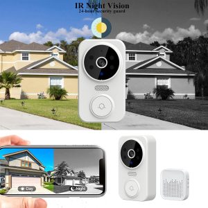 Smart Remote Video Doorbell, Doorbell Camera Wireless, 2.4GHZ WiFi Two Way Audio, Easy Installation, Intelligent Visual Doorbell Home Intercom HD Night Vision WiFi Security Door Doorbell