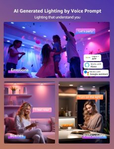 Lepro R2 AI Generated Lighting-Smart LED Canless Light 6 Inch with Mood Recognition, RGB+CCT Wafer Lights Connect Via App, Work with Alexa & Google Assistant, LightBeats Music Sync, 1050 Lumen, 2-Pack