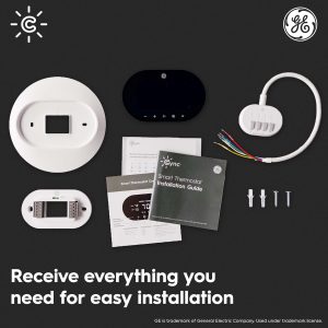 GE CYNC Smart Thermostat and Temperature Sensor Bundle, Energy Star Certified, Smart Home WiFi Thermostat, Compatible with Alexa and Google Home