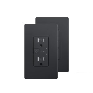 JUNLIT Smart Outlet, Tamper Resistant Outlet Compatible with Alexa and Google Assistant, Remote Control, ETL & FCC Approvel Samrt Receptacle, Requires 2.4 GHz Wi-Fi, No Hub Required, Black