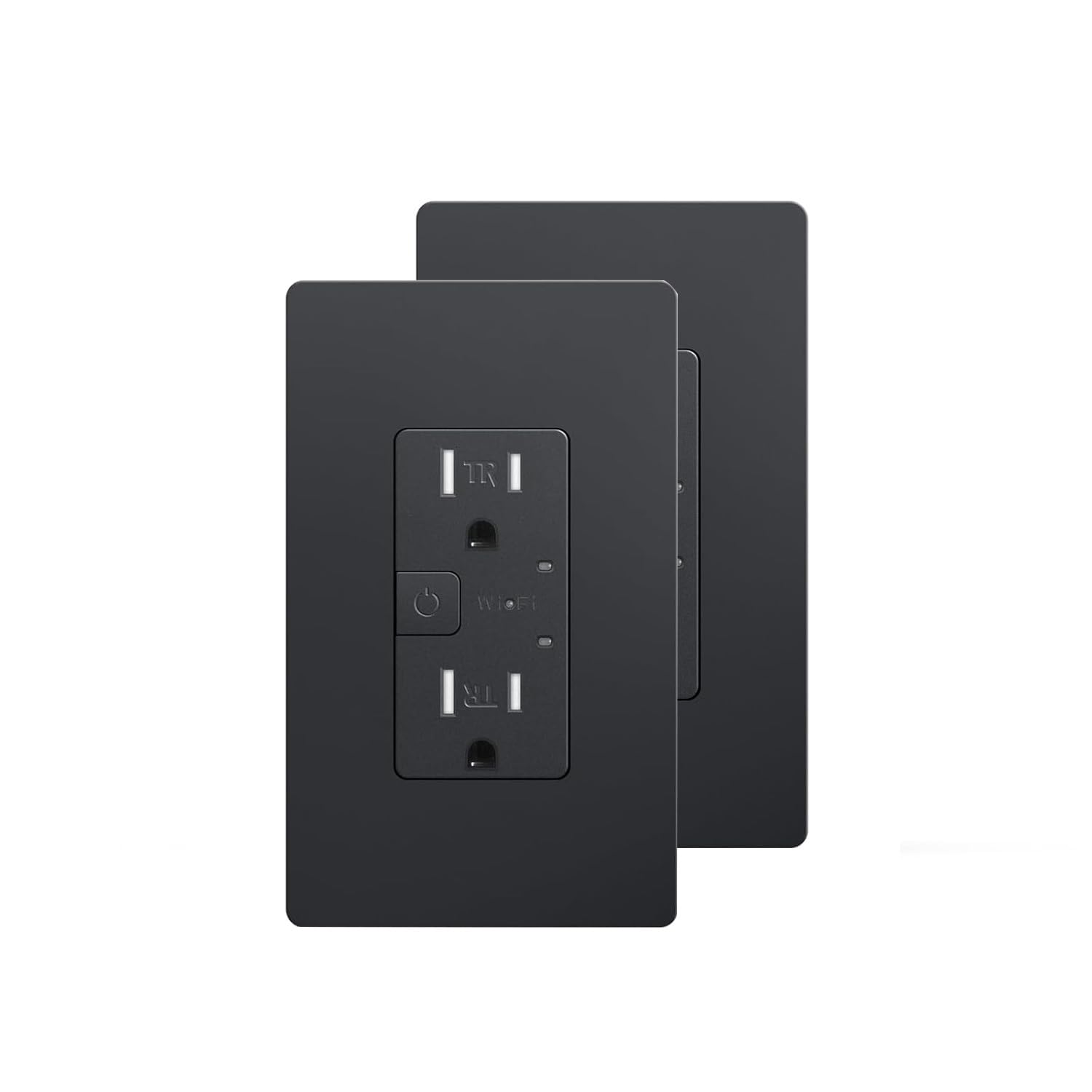 JUNLIT Smart Outlet, Tamper Resistant Outlet Compatible with Alexa and Google Assistant, Remote Control, ETL & FCC Approvel Samrt Receptacle, Requires 2.4 GHz Wi-Fi, No Hub Required, Black