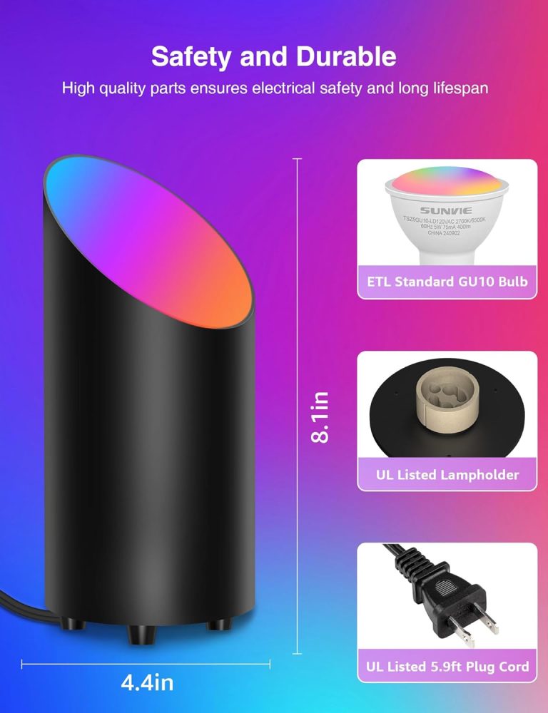 SUNVIE Smart Floor Can Light 5W RGBW Color Changing Up Lights Indoor Spotlight with Timer 2700K-6500K Uplighting Indoor Dimmable Uplights Indoor for Plant Corner, APP Control Alexa & Google Home, 2PCS