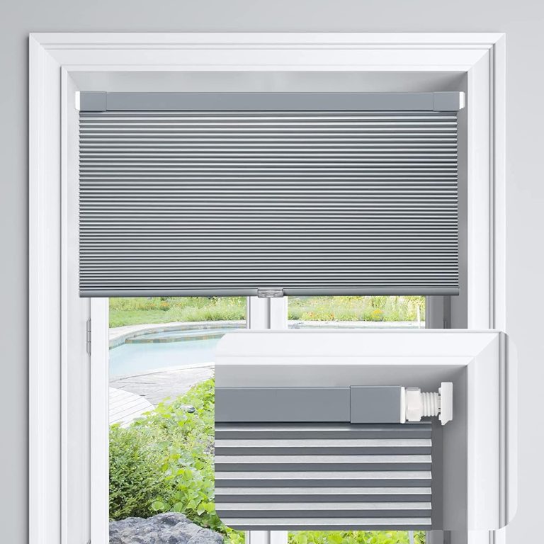 LazBlinds Cordless Cellular Shades, No Tools No Drill Light Filtering Honeycomb Shades Pleated Blinds for Windows, 22” W x 48” H, Dark Grey