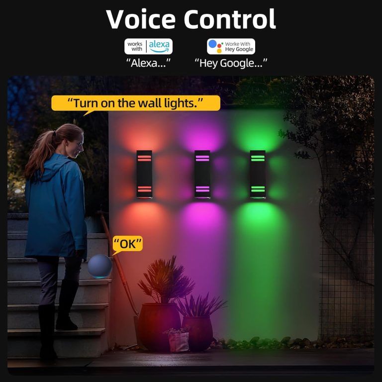 SHIMR Smart Outdoor Lights for House Color Changing 2 Pack, RGB+2700K-6500K Outdoor Wall Sconce Square Aluminum Exterior Lighting Fixtures Waterproof, APP Control Up and Down Lights [ETL Listed]