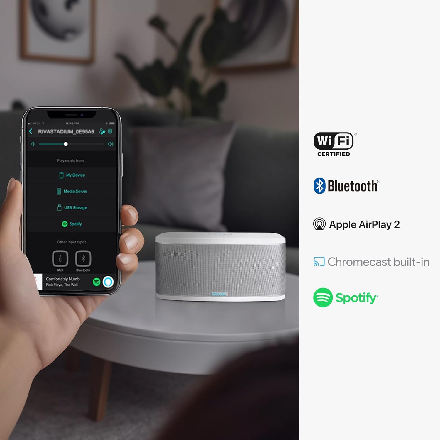 RIVA Upgraded Stadium Wireless Smart Hi-Fi Speaker with Alexa Voice Control, 10 Drivers, 200W, Multiroom Music System, Support Airplay 2, Spotify Streaming, Wi-Fi, Bluetooth (Black)