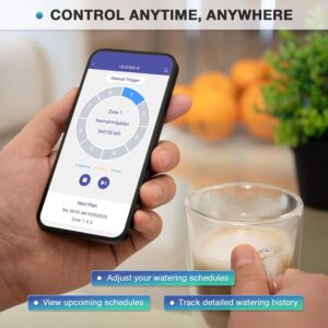4 Zone Smart Sprinkler Controller with Local Weather Intelligence and Atmosphere Lights, Automated Watering and App Control WiFi Irrigation System, Save Water Through Rain Skip