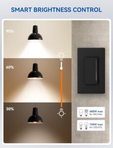 ELEGRP Smart Dimmer Light Switch DTR10, Single Pole Setup, 2.4GHz Wi-Fi Touch Dimmer Compatible with Alexa and Google Assistant, Needs Neutral Wire, No Hub Required, UL and FCC Listed, White, 1 Pack