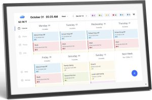 LOOFII 21.5 Inch Smart Digital Calendar Planner & Chore Chart, Full HD Interactive Touchscreen Display for Family Scheduling, Wall Mountable – Streamline Household Organization (Black White)