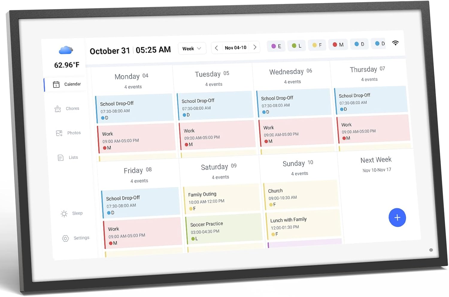 LOOFII 21.5 Inch Smart Digital Calendar Planner & Chore Chart, Full HD Interactive Touchscreen Display for Family Scheduling, Wall Mountable – Streamline Household Organization (Black White)
