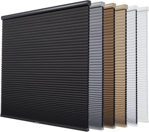 Persilux Custom Blackout Cellular Shades Cordless Window Blinds Honeycomb Blinds for Windows (Black, 36″W x 64″H) Single Cell Window Shades for Home Room Darkening Cellular Blinds & Shades for Doors