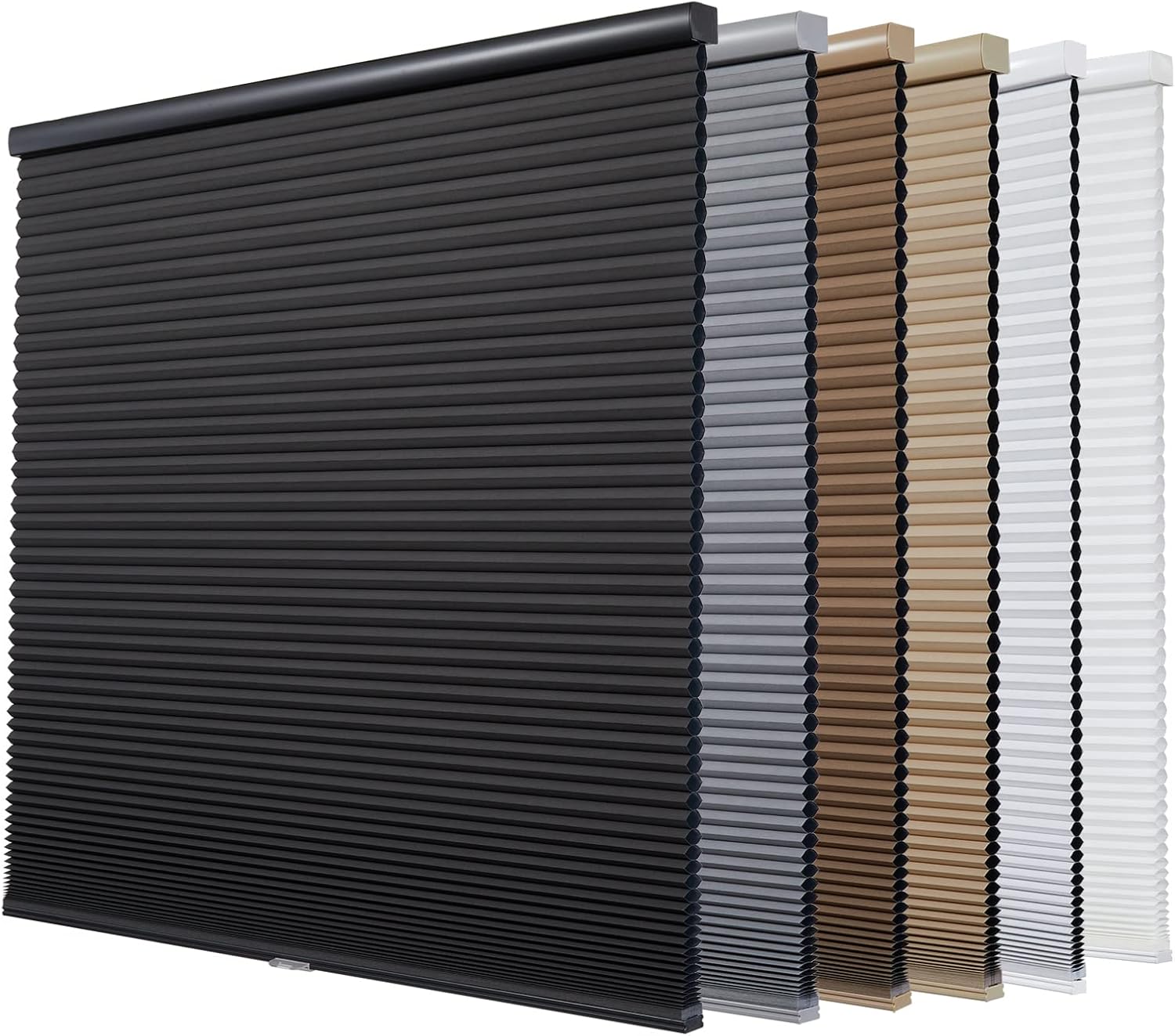 Persilux Custom Blackout Cellular Shades Cordless Window Blinds Honeycomb Blinds for Windows (Black, 36″W x 64″H) Single Cell Window Shades for Home Room Darkening Cellular Blinds & Shades for Doors