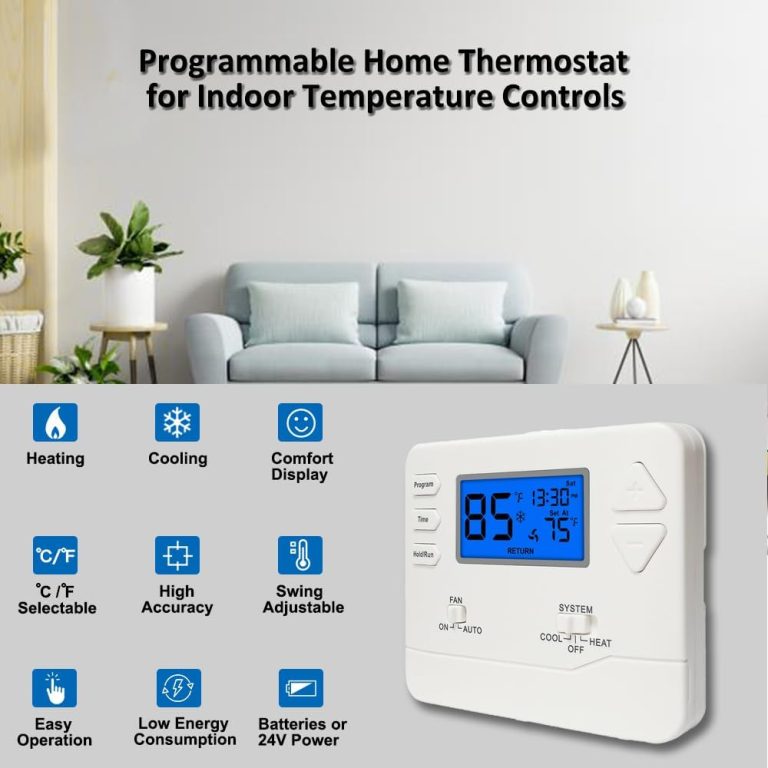 Programmable Thermostat for House, 5-1-1 Day Programmable Digital Energy-Saving Thermostat，Multi-Stage, 2 Heat/2 Cool, Advanced Thermostat for Enhanced Home HVAC Systems，Blue Backlight