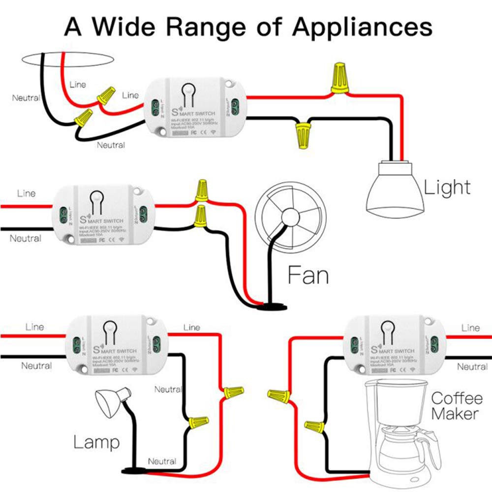 RODOT 10A KR2201WB Wi-Fi Wireless Smart Basic Switch for Smart Home Smart Life APP Compatible with Alexa & Google Home Assistant No Hub Required Support DIY Module (5-Pcs)