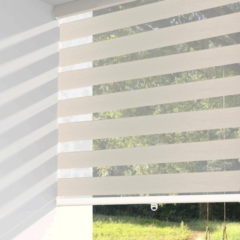 ShadesU Cordless Zebra Blinds – Light Filtering Dual-Layer Window Shades for Privacy (Cream Color) (Maximum Height 72″) (Width 30.5″)