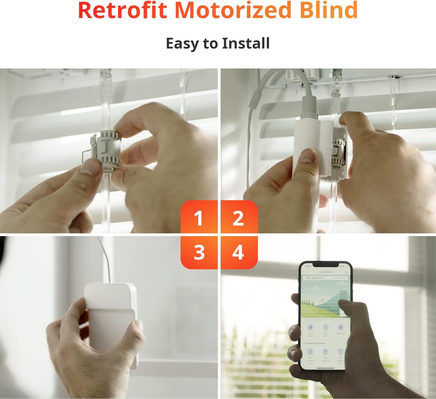 SwitchBot Smart Electric Motorized Blinds Kit – 3Pack with 2.4G WiFi Remote Control, Solar Powered, Compatible with Alexa, Google Home and Siri, Light Sensing Control, Unlimited Group Control
