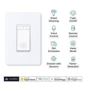 TP-Link Tapo Matter Smart Light Switch: Voice Control w/Siri, Alexa & Google Home | UL Certified | Timer & Schedule | Easy Guided Install | Neutral Wire Required | Single Pole | Tapo S505(2-Pack)