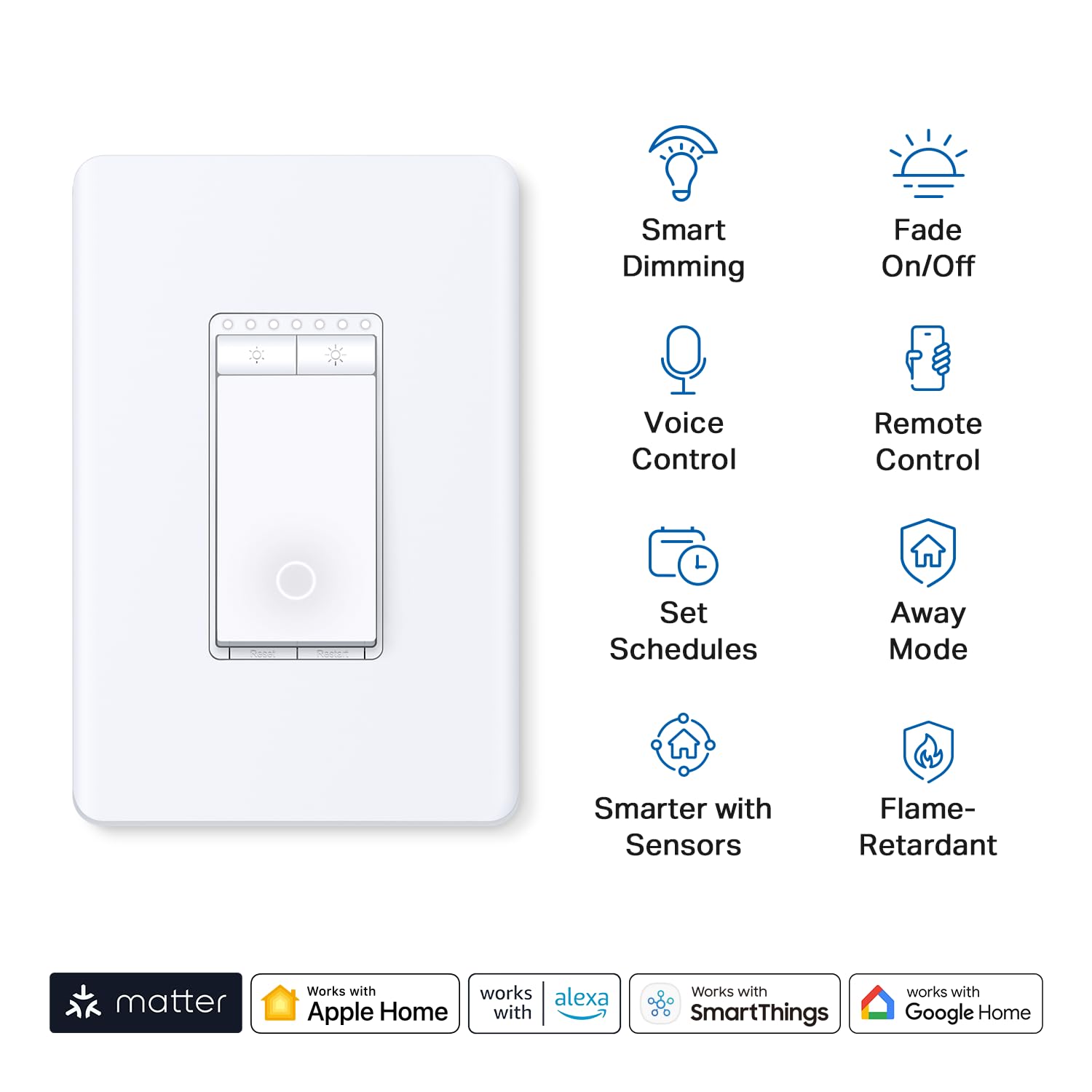 TP-Link Tapo Matter Smart Light Switch: Voice Control w/Siri, Alexa & Google Home | UL Certified | Timer & Schedule | Easy Guided Install | Neutral Wire Required | Single Pole | Tapo S505(2-Pack)