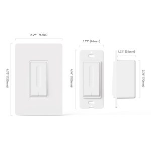 TREATLIFE 3 Way Smart Dimmer Switch 2 Pack, 2 Master 3 Way Dimmable Light Switches, 2.4GHz WiFi Smart Switch Compatible with Alexa and Google Home, Neutral Wire Needed, No Hub Required