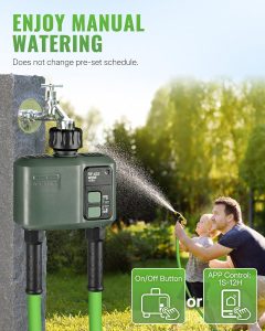 WiFi Water Timer for Garden Hose, Sprinkler Timer 2 Zone, 984ft RF Range, Smart Lawn Watering System with WiFi Irrigation Controller, APP/Voice Control, Automatic Irrigation/Rain Delay/Manual Watering
