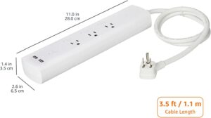 Amazon Basics Smart Plug Power Strip with 6 Individually Controlled Outlets and 3 USB Ports (2 USB-A and 1 USB-C), Works with Alexa Only, 2.4 GHz Wi-Fi, No Hub Required, White
