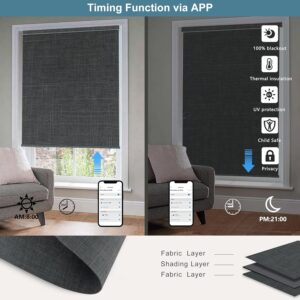 Bringnox Motorized Blinds with Remote,100% Blackout Smart Roller Blinds Compatible with Apple Homekit Google Home and Alexa Via HUB,and Customized